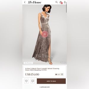 A-line V-Neck Floor-Length Velvet Evening Dress With Beading